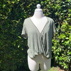 Free People Loose Olive Green Shirt